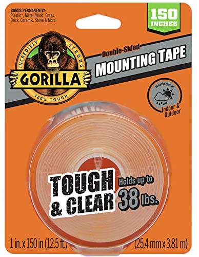 Gorilla Tough & Clear Double Sided Mounting Tape, 1 x 60, Clear, (Pack of  4)