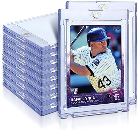 Qesonoo Cards Sleeves Top Loaders 10 Hard Acrylic Card Protector Clear Card  Brick + 2 Display Stand Fit for Trading Cards,Standard Sports Cards,Baseball  Card Holder Cases Collectibles White 10 + 2