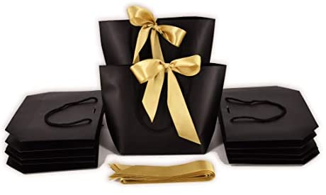  JINMING 12 Gift Bags 7x4x9 Inches, Matte Black Gift