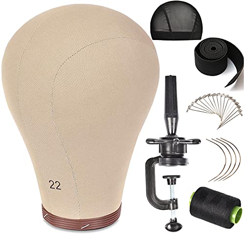 Plussign New Cork Canvas Block Head Mannequin Head With T Pins Stocking Wig  Cap 21 22 23 24 Inch Four Size Wig Making Head