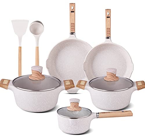 YIIFEEO Nonstick Induction Pan Set Back With Granite Skillet For Cooking  Omelette Frying Pans And Cookingware Set Back From Locasaa, $59.14