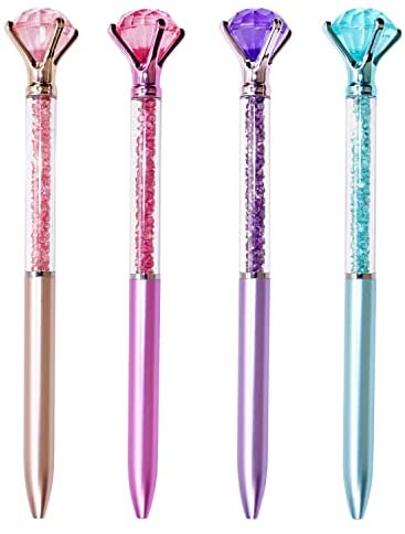 Youmi Big Diamond Pens, Black Ink Ballpoint Pen Bling Crystal Rhinestone Jewel Gem Metal Pens with Diamond Top Writing School Office Supplies