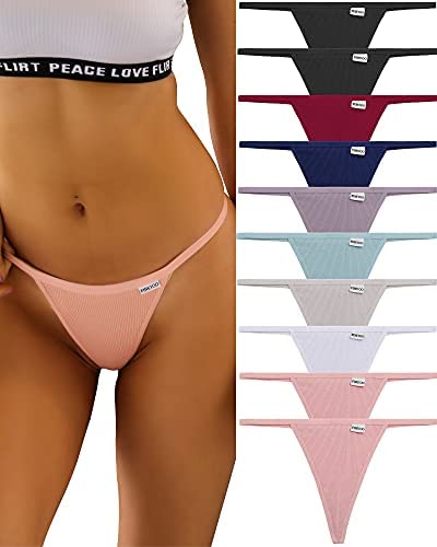chahoo Thongs for Women Pack Sexy G String Thongs for Women Cotton Panties  Low Rise Soft T-back Underwear women 5 Pack