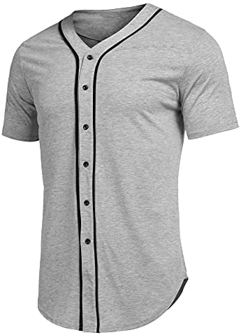  TOPTIE Sportswear Pinstripe Baseball Jersey for Men and Boy,  Button Down Jersey : Clothing, Shoes & Jewelry