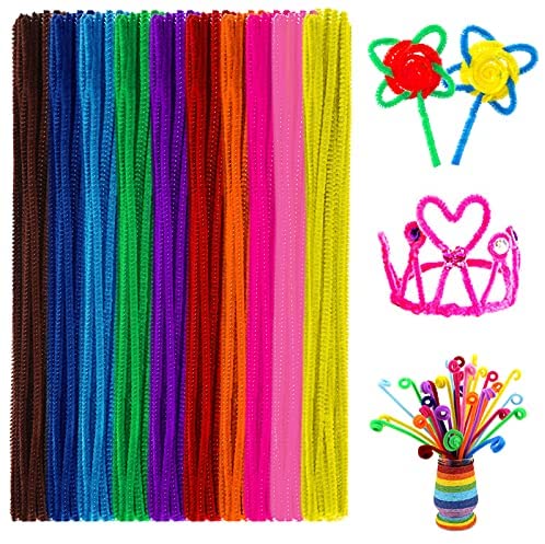 Caydo 200 Pieces Green Pipe Cleaners Craft, for DIY Art Craft Decorations(6 mm x 12 inch)