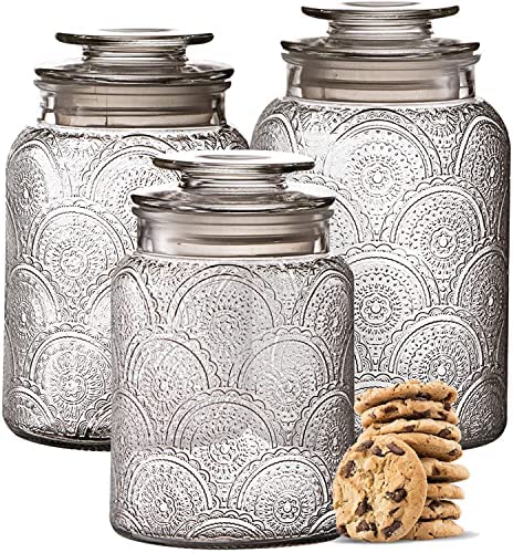 60 Oz Labina Glass Storage Container Airtight Food Jars Kitchen Canister  with Wood Lids, Wide Mouth Pantry Organization Glass Jar for Flour, Sugar,  Cookie, Spagetti, Nuts and Candy 