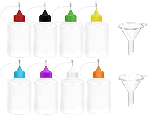 6 Pcs Precision Tip Applicator Bottles, MYYZMY Needle Tip Bottle, with 2  Pcs Mini Funnel, Multicolor Lids, 2 Ounce