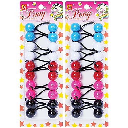  Expressions 24pc Ponytail Ball Hair Elastics  Collection,Brightly Colored Marble Finish Twin Bead Ponytail Balls For  Girls And Toddlers : Beauty & Personal Care