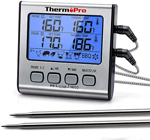 All-Clad T223 Stainless Steel Oven Probe Thermometer With Blue LCD Silver  87010 for sale online
