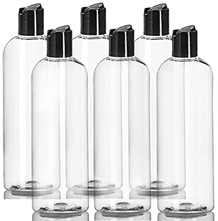 Norcalway 2 oz Small Plastic Bottles with Black Caps for Liquids - 8 Pack