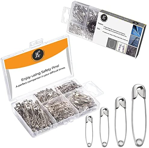  Safety Pins Assorted, 340-Pack 5 Different Sizes Large