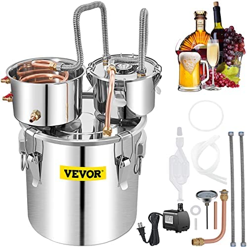 Water Alcohol Distiller, 8 Gal/30 L, 304 Stainless Steel Still w/ 6-Lap  Coil 