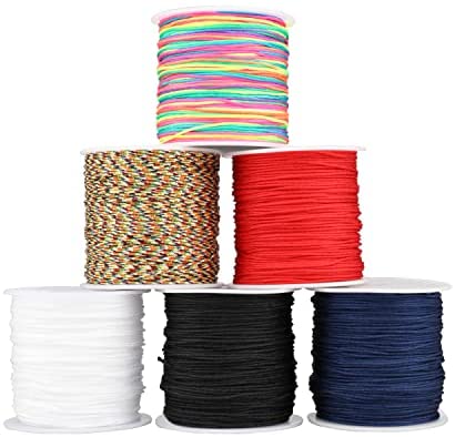 16 Colors 0.8mm Beading String Knotting Cord, Chinese Knotting Cord Nylon  Shamballa Macrame Thread Beading Cord, 160 Yards Totally.