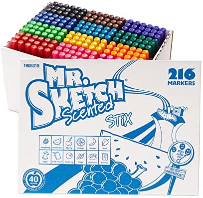 Mr. Sketch Washable Markers, Broad Chisel Tip, Assorted Colors, 10/Set  (1924010)