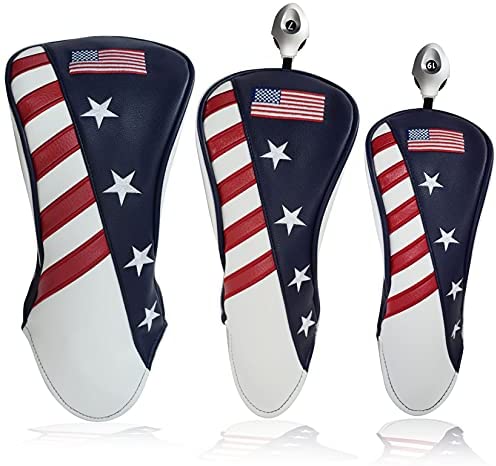 VIXYN Golf Club Covers - 3 Pack Golf Club Head Covers for Driver, Woods and Hybrid - Driver Headcover to Fit All Golf Clubs