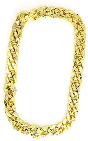 Skeleteen Rapper Gold Chain Accessory - 90s Hip Hop Fake Gold Costume  Necklace - 1 Piece