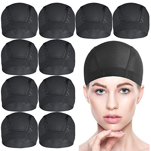 5pcs Spandex Mesh Dome Wig Cap For Making wig, Stretchable hair net And  Elastic Dome Mesh Cap with small holes Dome caps for men women Black(5pcs S)