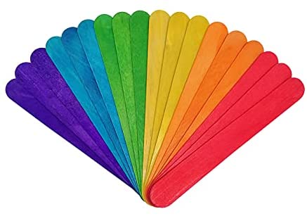 Colored Popsicle Sticks for Crafts - 100 Count 6 Inch Jumbo Multi-Purpose  Wooden Sticks