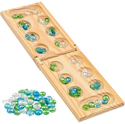 KINGOU Replacement Mancala Stones Mixed Colored Flat Glass Pebbles / Beads  / Gems for Games ( 12-15mm )