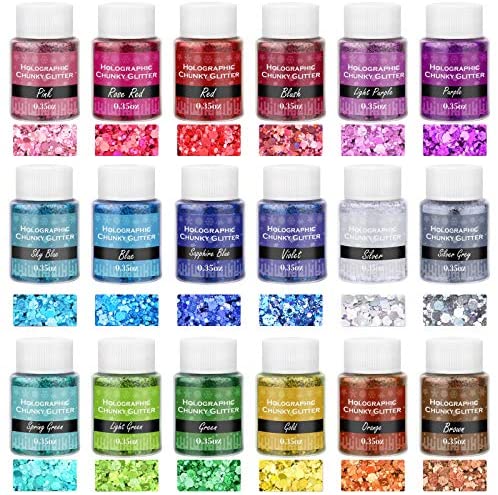  Holographic Chunky Glitter, Set of 36 Colors Craft