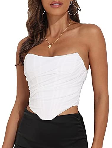 SHENHE Women's Sheer Mesh Lace Long Sleeve Asymmetrical Hem T Shirt Bustier  Crop Tops