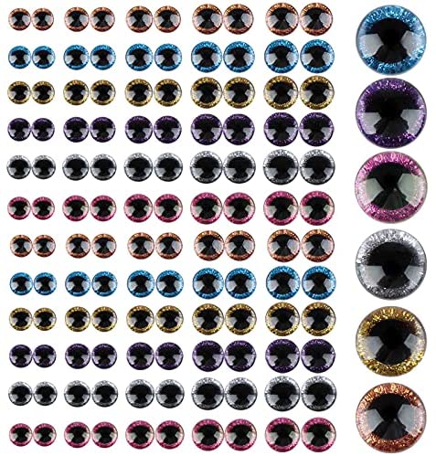 108 Pieces Glitter Large Safety Eyes for Amigurumi 12 mm 20 mm 30 mm  Stuffed Animal Eyes Plastic Craft Crochet Eyes for DIY of Puppet, Bear  Crafts