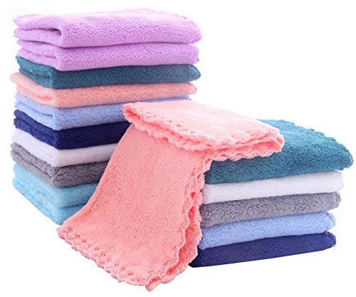 TENSTARS 12 Pack Premium Washcloths Set - Quick Drying - Soft Microfiber Coral Velvet Highly Absorbent Wash Clothes -Multipurpose Use As Bath