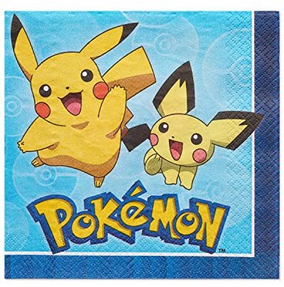 Pokémon Party Supplies Pack Serves 16: Dinner Plates Napkins and Cups with  Birthday Candles (Bundle for16)