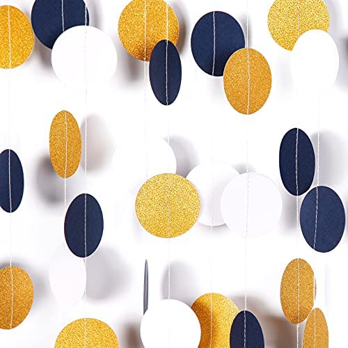 NICROLANDEE Navy Blue Party Decorations - 6Rolls Navy Blue Gold