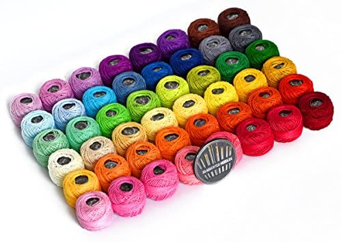  Hilo/Estambre Cristal para Tejer/Bordar Crochet a Mano de Mexico,  (Paquete de 6) Multicolor.