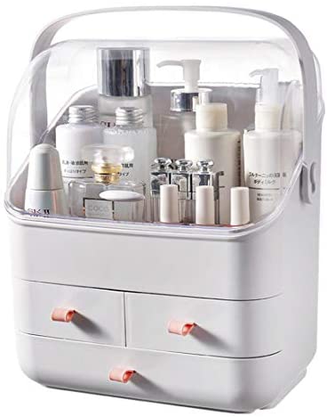 Haturi Makeup Organizer, Waterproof&Dustproof Cosmetic Organizer Box with Lid Fully Open Makeup Display Boxes, Skincare Organizers Makeup Caddy