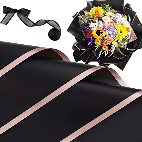 Waterproof Single Color Flower Korean Wrapping Paper Roll, 23.6 In*10.9 Yard