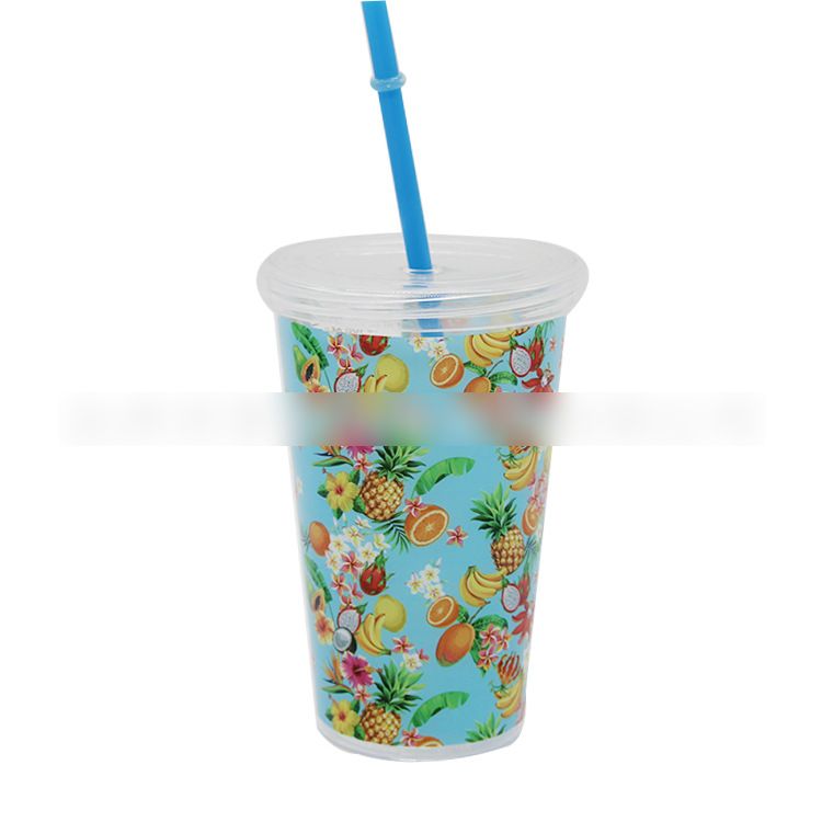 Wholesale 401-500ml Creative Plastic Cup with Straw