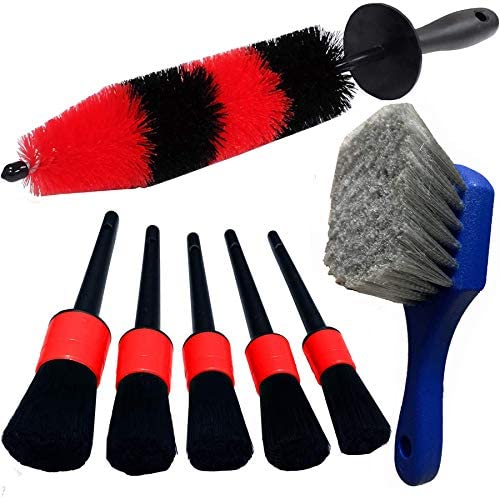 SPTA Wheel & Tire Brush, Soft Bristle Car Wash Brush for Car Rim, Interior  & Exterior Surface Cleaning Brush, Clean Tires and Release Dirt, Soft