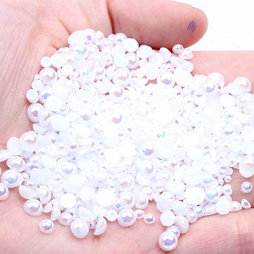 Niziky 1500PCS Flat Back Half Round Pearls, 4mm White AB Half Flatback  Pearls Gems Beads for Crafts, Flat Back Half Pearls for Craft Projects,  Jewelry Making, Shoes, Cup, Nail Art Decoration 