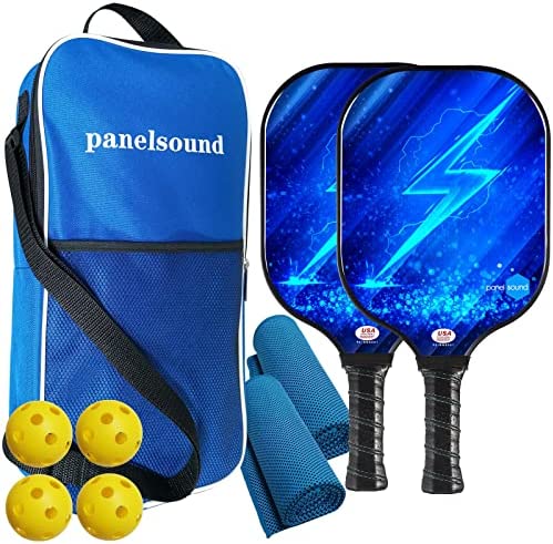 Driveway Games Portable Outdoor Pickleball Set. 2 Wood Racket Paddles, 2  Pickelballs, Bag and Net System Equipment (PB-00157),Blue