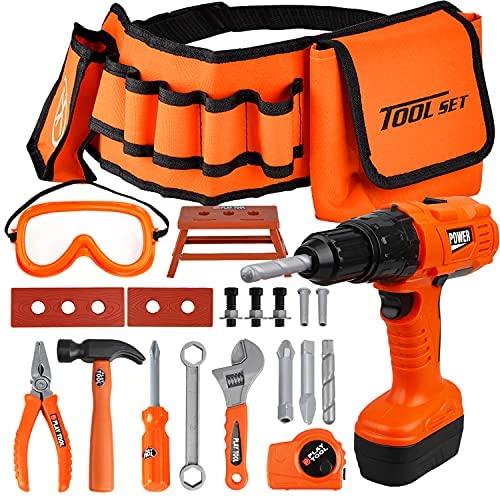 Kids Tool Set, 48PCS Toddler Tool Set with Electronic Toy Drill & Kids Tape  Measure,Pretend