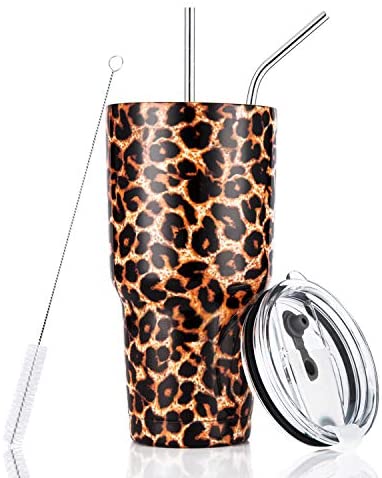 Leopard Tumbler, Leopard Print Skinny Tumbler with Lid and Straw, Cheetah  Print Coffee Mug, 20 oz Simple Modern Leopard Travel Mug Cups Black Leopard  Decor Gifts for Birthday 