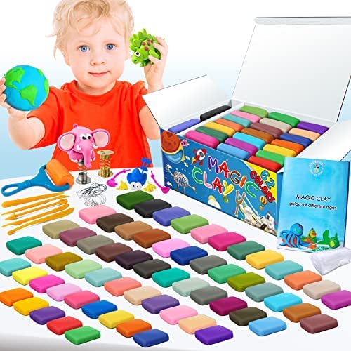 Modeling Clay Kit - 62 Colors Air Dry Magic Clay , Best Gift for Boys &  Girls Age 3-12 Year Old , DIY Molding Kids , with Sculpting Tools ,  Decoration Accessories , Kids Art Crafts
