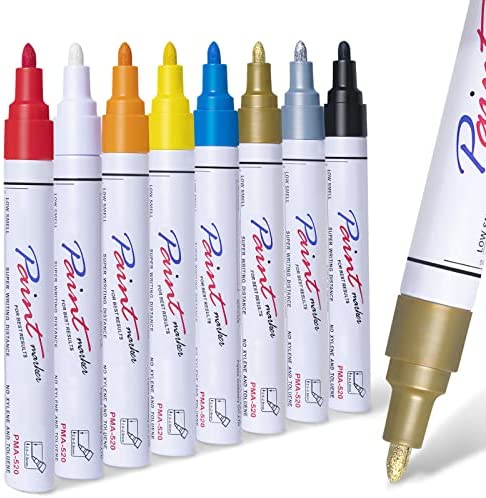SUPKIZ Paint Marker Pens, 24 Colors Fine Point Oil-Based Waterproof Fancy  Markers, Quick Dry Permanent Push Pen for Engineer Fine Work, Mark Metal,  Tire, Rock, Wood, Fabric, Canvas, Glass, DIY Craft 