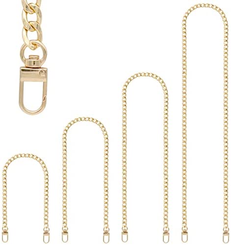 PLABBDPL Pack of 2 Pocket Chains, Metal Chain Straps, Gold Chain for Bag,  Flat Chain Strap with Twist Clasps, for Handbag, Purse, Clutch, Evening Bag