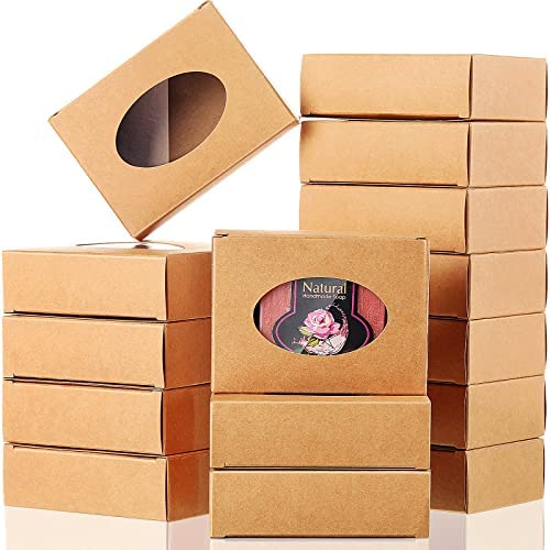 Gersoniel 50 Pcs Kraft Soap Boxes Packaging for Homemade Soap No