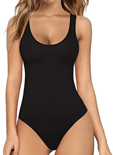 OQQ Women's 3 Piece Bodysuits Sexy Ribbed Sleeveless Adjustable Spaghetti  Strip 