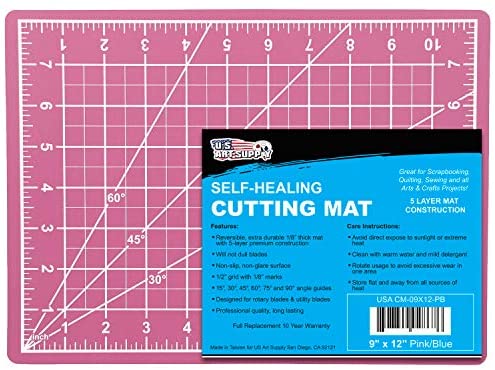 U.S. Art Supply 18 inch x 24 inch Pink/Blue Professional Self Healing 5-Ply Double Sided Durable Non-Slip PVC Cutting Mat - Pack of 2, Size: 18 x 24