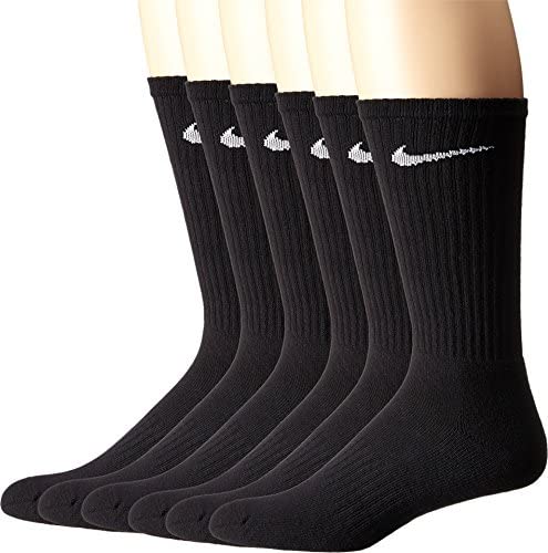 Nike Mens Performance Cushion Quarter Socks (6 Pairs), Black/White