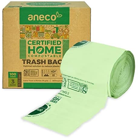 AYOTEE 100% Compostable Trash Bags, Small Compost Bags 1.3 Gallon