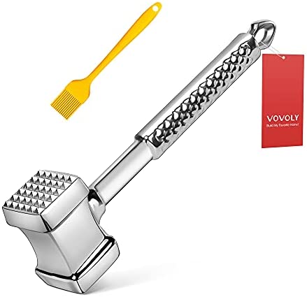  Meat Tenderizer Tool 304 Stainless Steel Kitchen Meat Mallet  Premium Heavy Duty Meat Pounder Flattener Dual-Side Meat Hammer With  Comfortable Grip for Steak Chicken 1.35lb (Black): Home & Kitchen