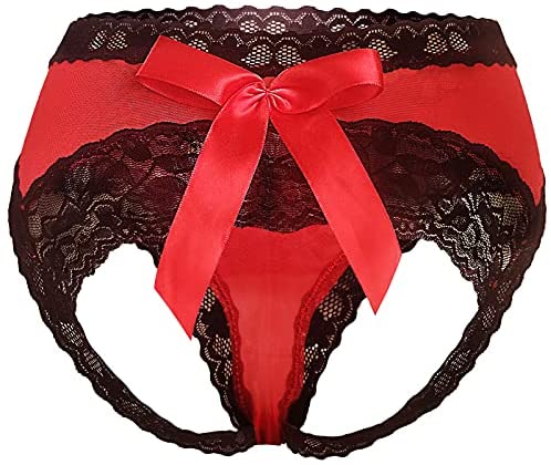 Sexy Panties for Women Naughty Crochet Thong Lace V-Back Criss Cross  Breathable Underwear Scalloped Briefs Hipster