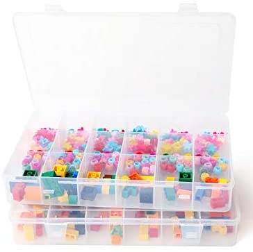 18 Grids Plastic Organizer Box with Dividers, Exptolii Clear