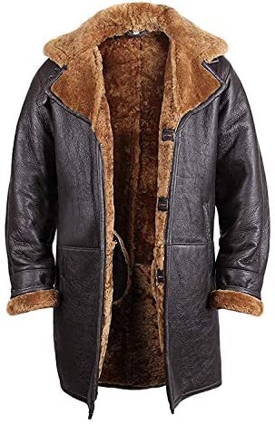  WOSJKDJ Mens Leather Jacket Plus Size Sherpa-Lined